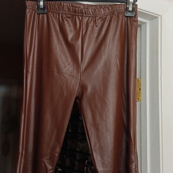 Brown Latex Leggings - Picture 3 of 4